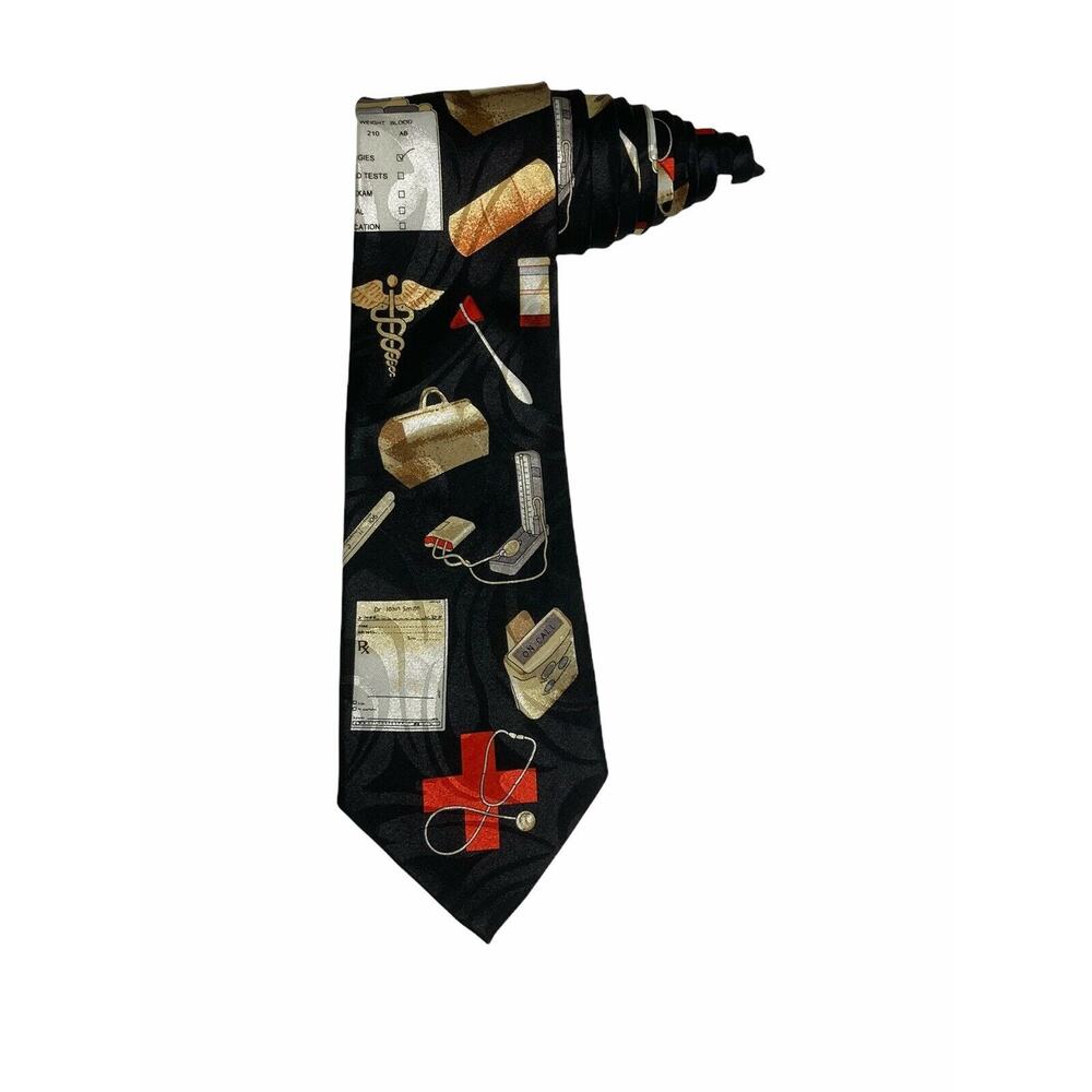 Steve Harris Medical Doctor Tools Bandaid Blood Pressure Cuff Novelty Necktie